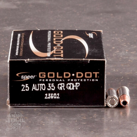 20rds – 25 Auto Speer Gold Dot 35gr. JHP Ammo