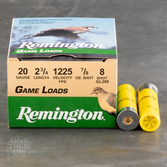 25rds - 20 Gauge Remington Game Load 2 3/4" 7/8oz. #8 Shot Ammo