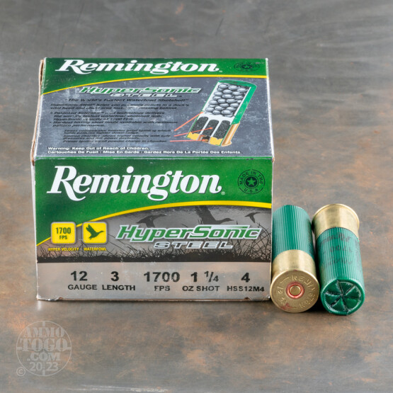 25rds - 12 Ga. Remington HyperSonic 3" 1 1/4oz #4 Steel Shot Ammo