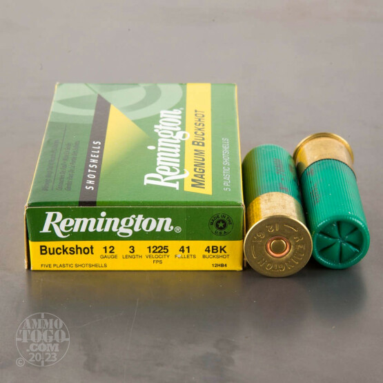 5rds – 12 Gauge Remington Express 3" #4 Magnum Buck Shot Ammo