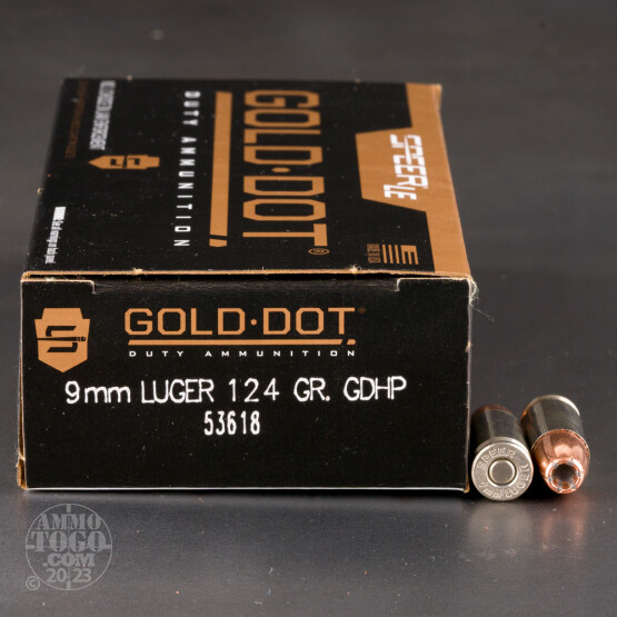 50rds – 9mm Speer LE Gold Dot 124gr. JHP Ammo