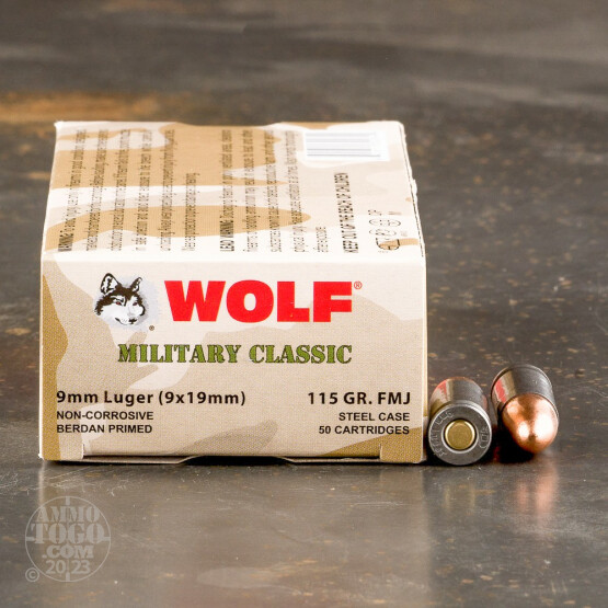 50rds - 9mm WPA Military Classic 115gr. FMJ Ammo