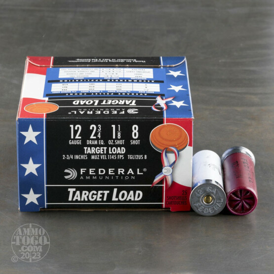 25rds - 12 Gauge Federal Top Gun Target Load 2 3/4" 1 1/8oz. #8 Shot Ammo