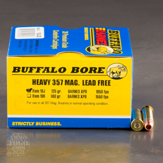 20rds - 357 Mag Heavy Buffalo Bore 125gr. Barnes XPB HP Ammo