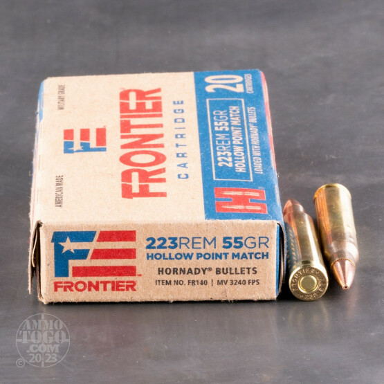 20rds – 223 Rem Hornady Frontier 55gr. HP Match Ammo