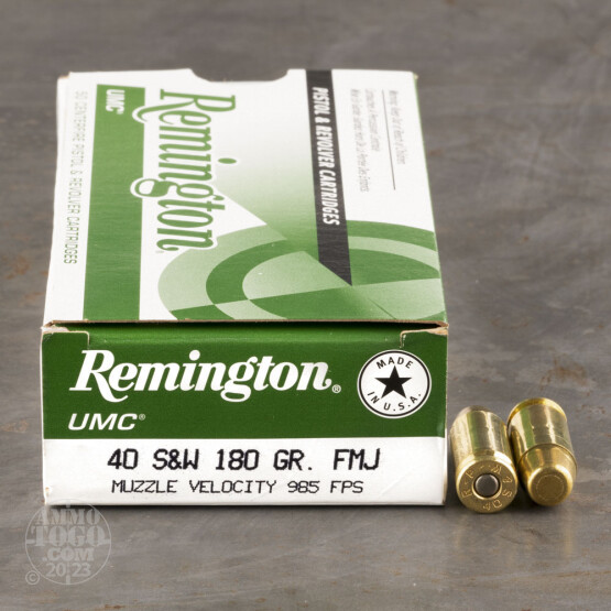 50rds - 40 S&W Remington UMC 180gr. FMJ Ammo