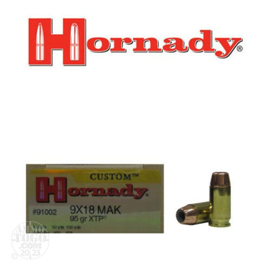 25rds - 9x18 Makarov Hornady 95gr. XTP HP Ammo