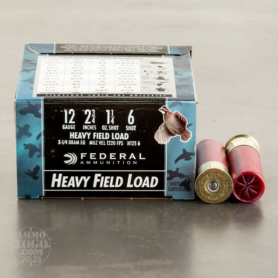 25rds - 12 Gauge Federal Game-Shok 2-3/4" 1-1/4 Ounce #6 Shot Ammo