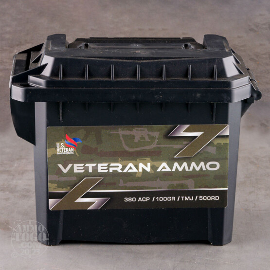 500rds – 380 Auto Veteran Ammo 100gr. TMJ Ammo in Field Box