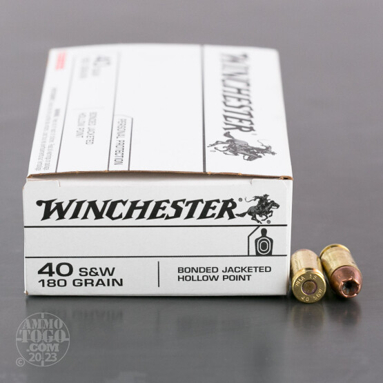 50rds - 40 S&W Winchester 180gr. Bonded Jacketed Hollow Point Ammo