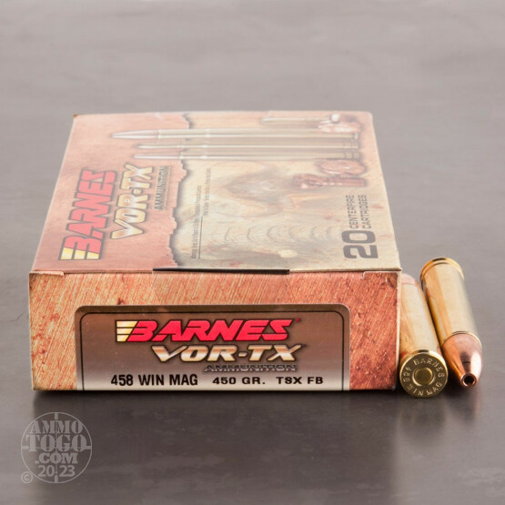 20rds - 458 Win. Mag Barnes VOR-TX 450gr. TSX FB Ammo
