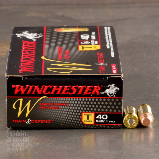 50rds - 40 S&W Winchester W Train and Defend 180gr. FMJ Ammo