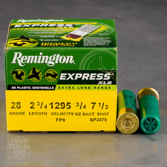 25rds – 28 Gauge Remington Express Long Range 2-3/4" 3/4oz. #7.5 Shot Ammo