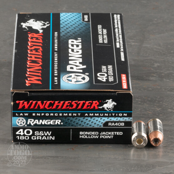 500rds – 40 S&W Winchester Ranger Bonded 180gr. JHP Ammo