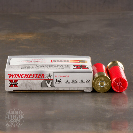 5rds - 12ga Winchester Super-X 3" 15 Pell. 00 Magnum Buckshot Ammo