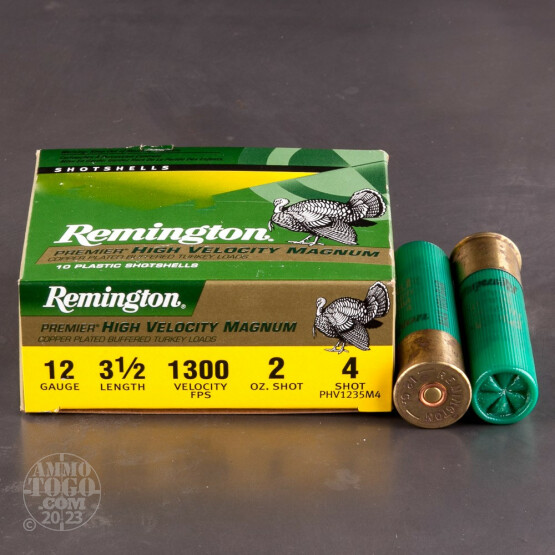 10rds - 12 Gauge Remington Premier HV Magnum 3 1/2" 2oz. #4 Turkey Ammo
