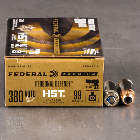 20 Rounds – 380 Auto Federal Personal Defense 99 Grain HST JHP Ammo
