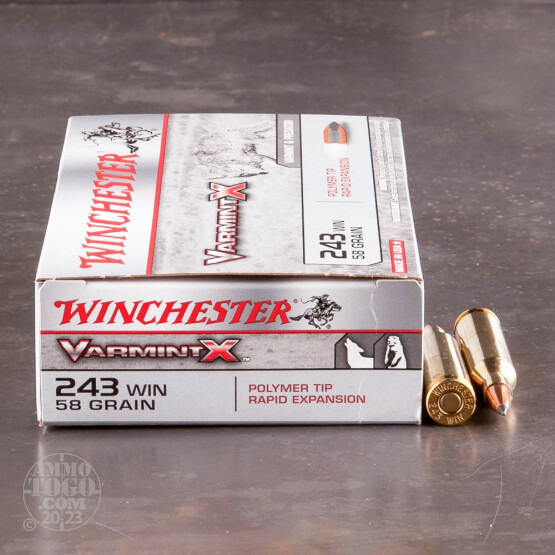 20rds – 243 Win Winchester Varmint X 58gr. Polymer Tip Ammo
