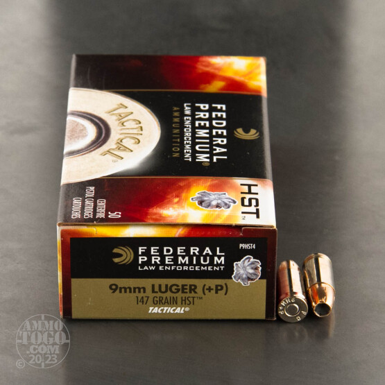 50rds - 9mm Federal LE Tactical HST 147gr. +P HP Ammo