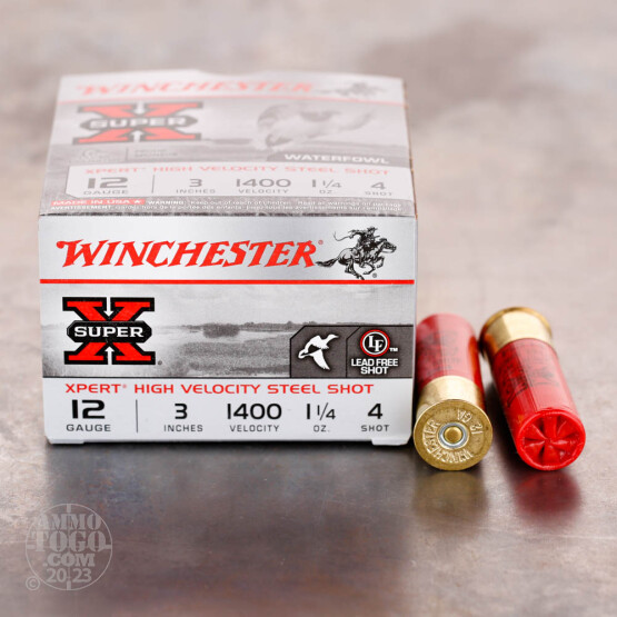 25rds – 12 Gauge Winchester Super X 3” 1-1/4oz. #4 Xpert HV Steel Shot Ammo