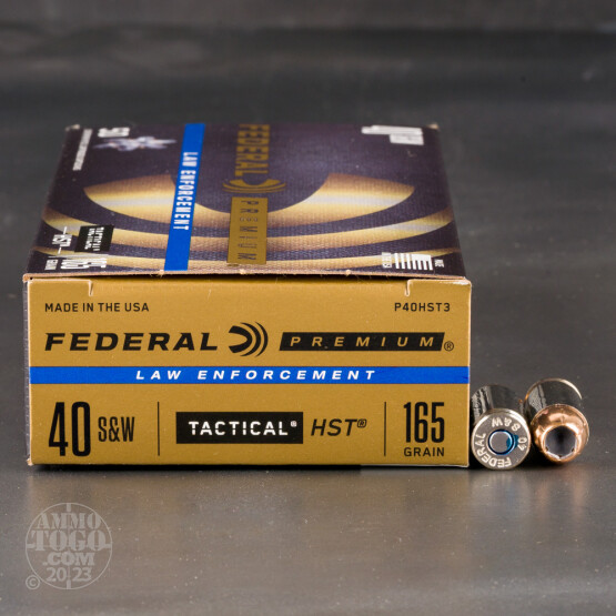 50rds - 40 S&W Federal LE Tactical HST 165gr. HP Ammo