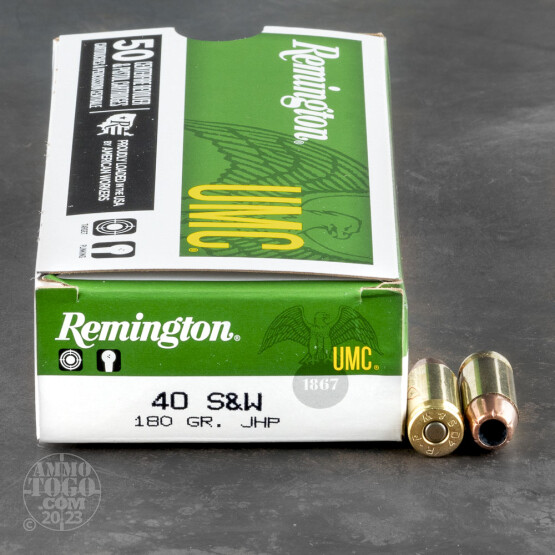 50rds - 40 S&W Remington UMC 180gr. JHP Ammo