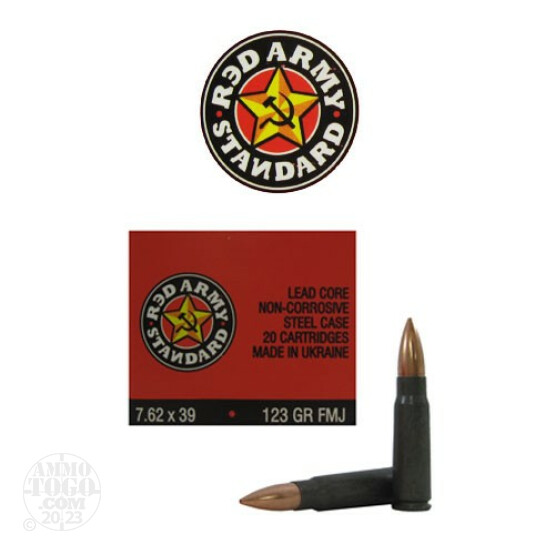 180rds - 7.62x39 Century Intl. Red Army Standard 123gr. FMJ Ammo