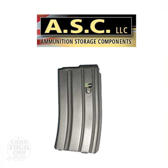 1 - ASC AR-15 223 / 5.56 20rd. Aluminum Curved Body Magazine Gray Color