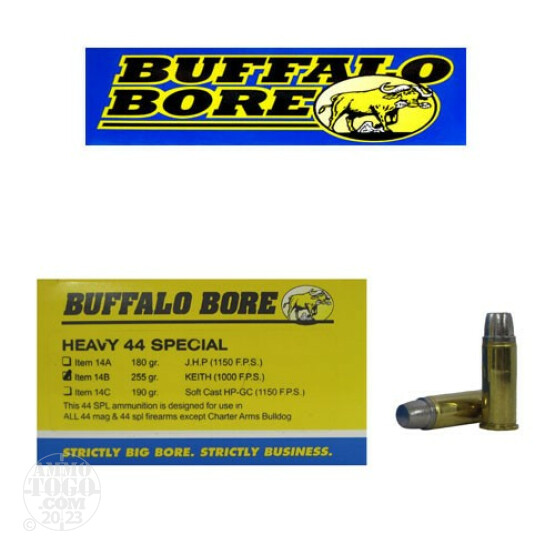 50rds - 44 Special Buffalo Bore Heavy 255gr. Keith Hardcast Semi-Wadcutter Ammo