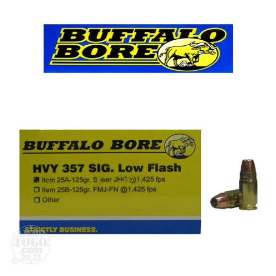 20rds – 357 Sig Buffalo Bore Heavy 125gr. JHP Ammo