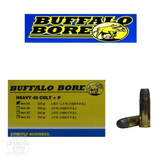 20rds – 45 Long Colt +P Buffalo Bore 325gr. Hard Cast LFN Ammo