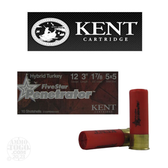 10rds - 12 Gauge Kent FiveStar Penetrator 3" 1 7/8oz. #5x5 Shot Ammo