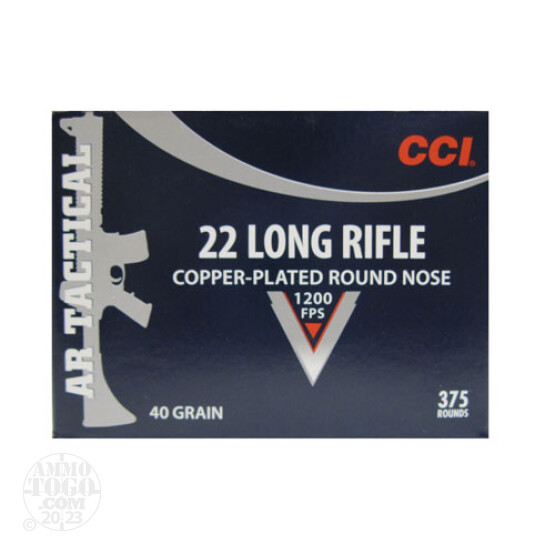 375rds - 22LR CCI AR Tactical 40gr. Copper-Plated Round Nose Ammo