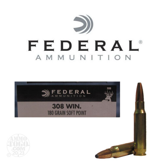 20rds - 308 Win. Federal Power-Shok 180gr. Soft Point Ammo