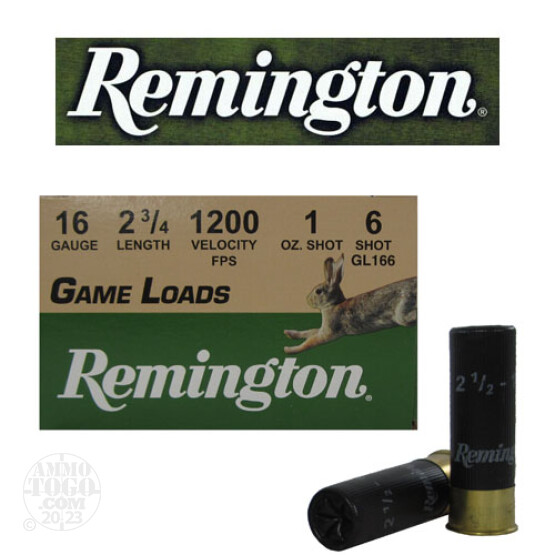 25rds - 16 Gauge Remington Game Load 2 3/4" 1oz. #6