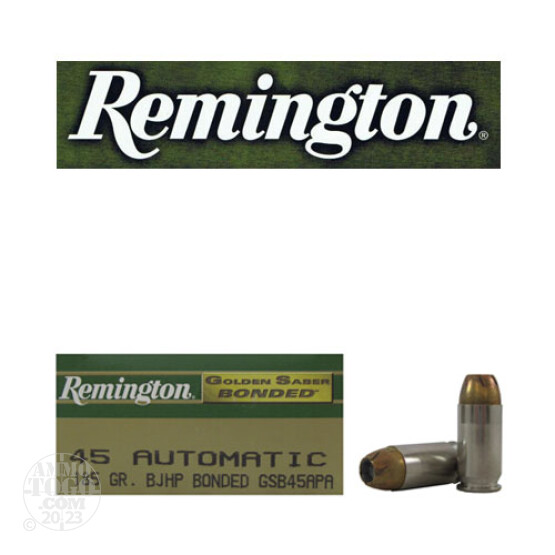 500rds - 45 Auto Remington Golden Saber Bonded 185gr. BJHP Ammo