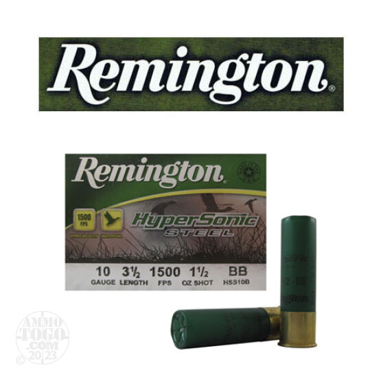 25rds - 10 Gauge Remington HyperSonic Steel 3 1/2" 1 1/2oz. #BB Shot Ammo