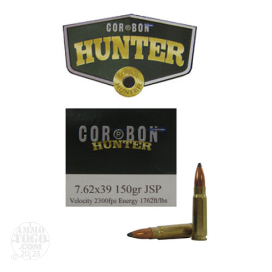 20rds - 7.62X39 Corbon Hunter 150gr. JSP Ammo