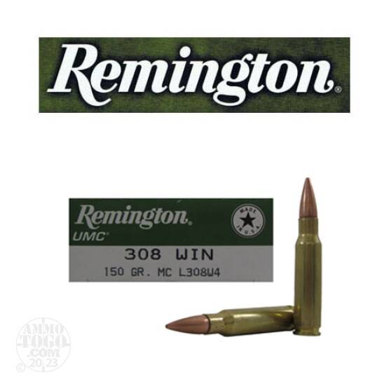 20rds - 308 Win. Remington UMC 150gr. FMJ Ammo