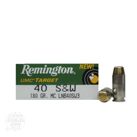 500rds - 40 S&W Remington UMC 180gr. FMJ Nickel Case Ammo