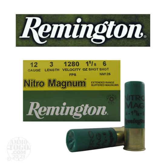 25rds - 12 Gauge Remington Nitro Magnum 3" 1 5/8oz. #6 Shot Ammo