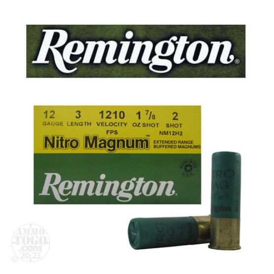 25rds - 12 Gauge Remington Nitro Magnum 3" 1 7/8oz. #2 Shot Ammo