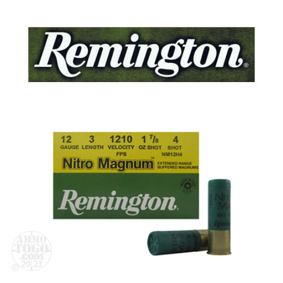 250rds - 12 Gauge Remington Nitro Magnum 3" 1 7/8oz. #4 Shot Ammo