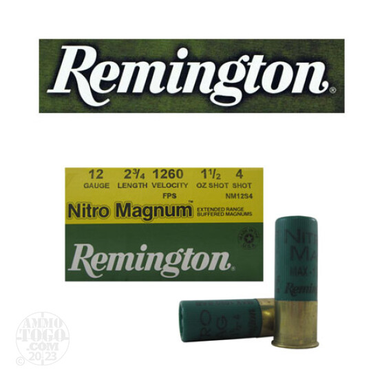 250rds - 12 Gauge Remington Nitro Magnum 2 3/4" 1 1/2oz. #4 Shot Ammo