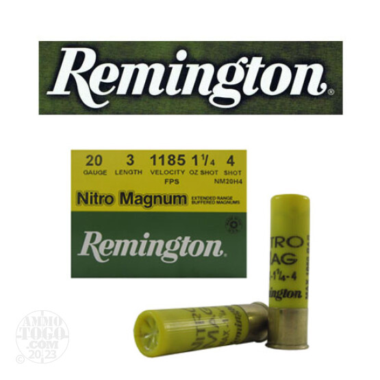 25rds - 20 Gauge Remington Nitro-Magnum 3" 1 1/4oz. #4 Shot Ammo