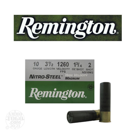 25rds - 10 Gauge Remington Nitro-Steel HV 3 1/2" 1 3/4oz. #2 Shot Ammo