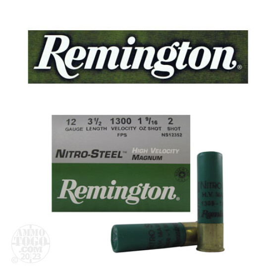 25rds - 12 Gauge Remington Nitro-Steel 3 1/2" 1 9/16oz. #2 Shot Ammo