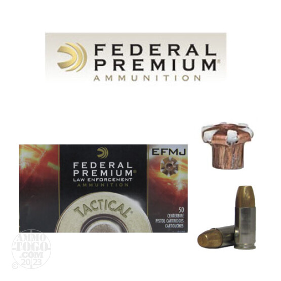500rds - 9mm Federal LE Tactical EFMJ 124gr. +P Ammo