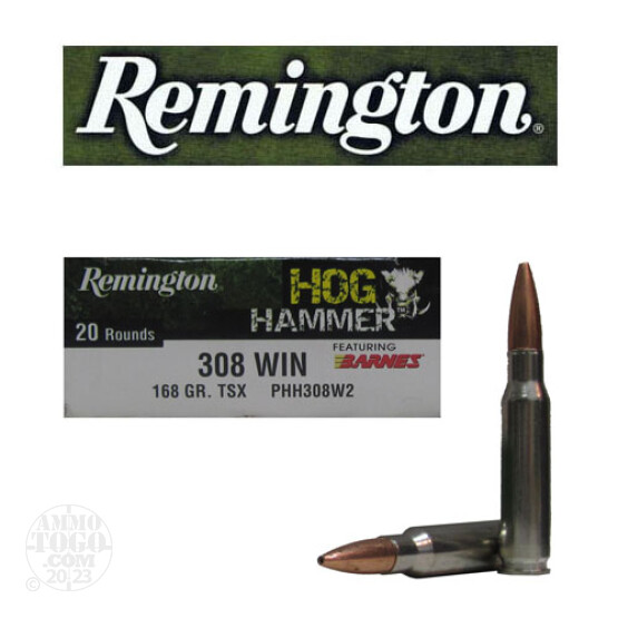 20rds - 308 Remington Hog Hammer 168gr. Barnes TSX Ammo
