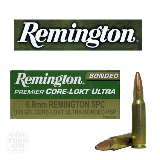 20rds - 6.8mm SPC Remington Premier 115gr. Core-Lokt Ultra Bonded PSP Ammo